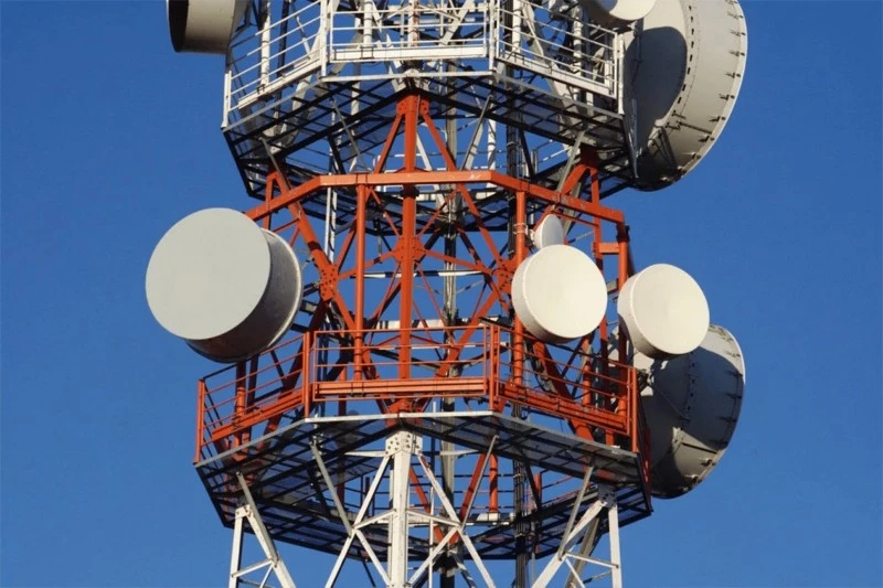 A roof-top telecommunication tower detail A roof-top telecommunication tower detail